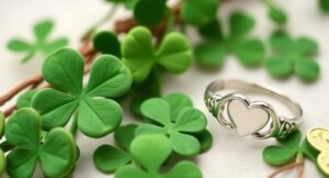 Ireland that often influences these wishes shamrocks, Celtic knots, and Claddagh rings