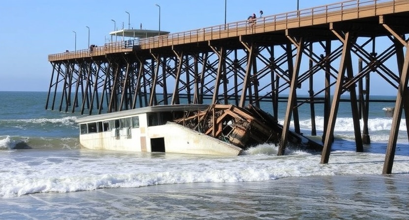 Santa Cruz Wharf collapse 3 fall into ocean