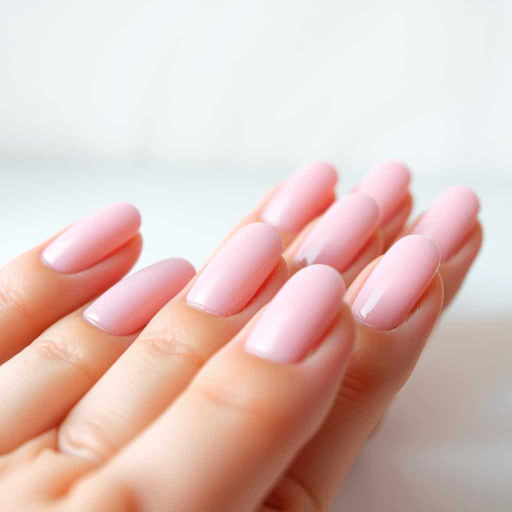 A pastel-hued array of polished nails, each a soft, muted shade that whispers of springtime. In the foreground, the nails are captured in a close-up, their curves and contours highlighted by gentle, diffused lighting. The middle ground reveals a serene, minimalist backdrop, perhaps a simple, textured surface or a softly blurred pastel-toned scene, allowing the nails to take center stage. The overall atmosphere is one of tranquility and refinement, inviting the viewer to bask in the delicate beauty of these springtime-inspired hues.