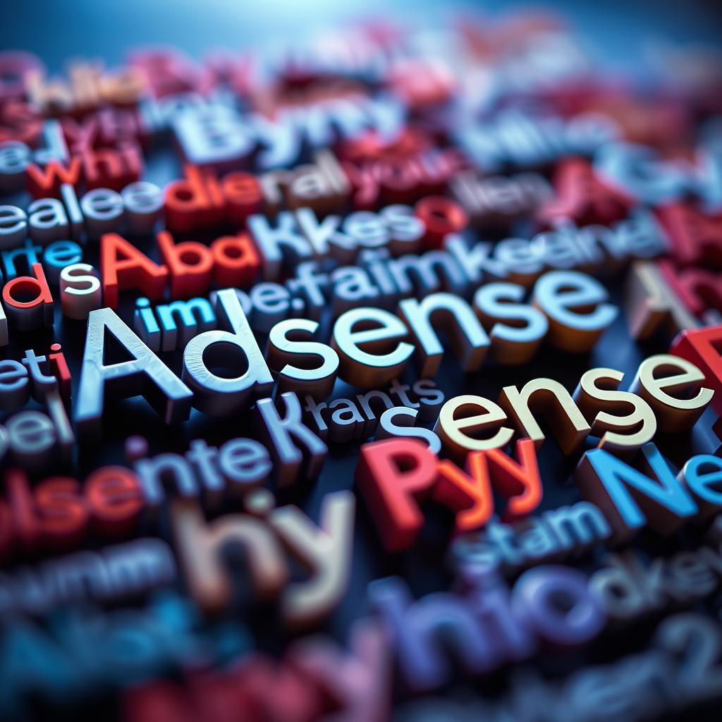 A vibrant, hyper-detailed macro photograph of a diverse array of AdSense's highest paying keywords, captured with a high-resolution camera lens and dramatic lighting. The keywords, rendered in a clean, modern typeface, are the central focus, floating against a blurred, ethereal background that suggests the boundless potential of digital advertising revenue. The overall mood is one of strategic opportunity and data-driven profitability, reflecting the subject matter of the article's section title.