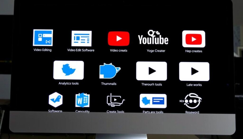 Collection of YouTube creator tools and software on computer screen Collection of YouTube creator tools and software on computer screen