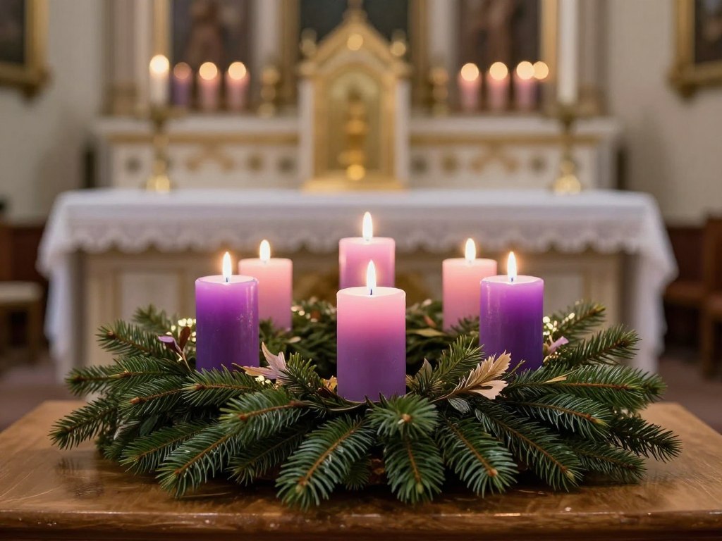 Advent wreath with candles representing waiting and hope