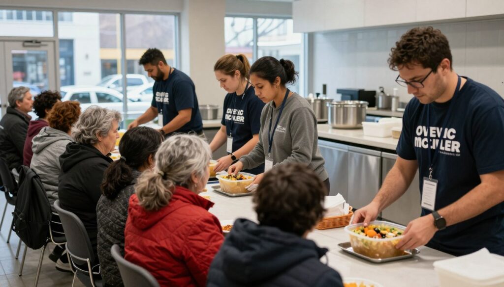 Catholic charity workers serving the poor