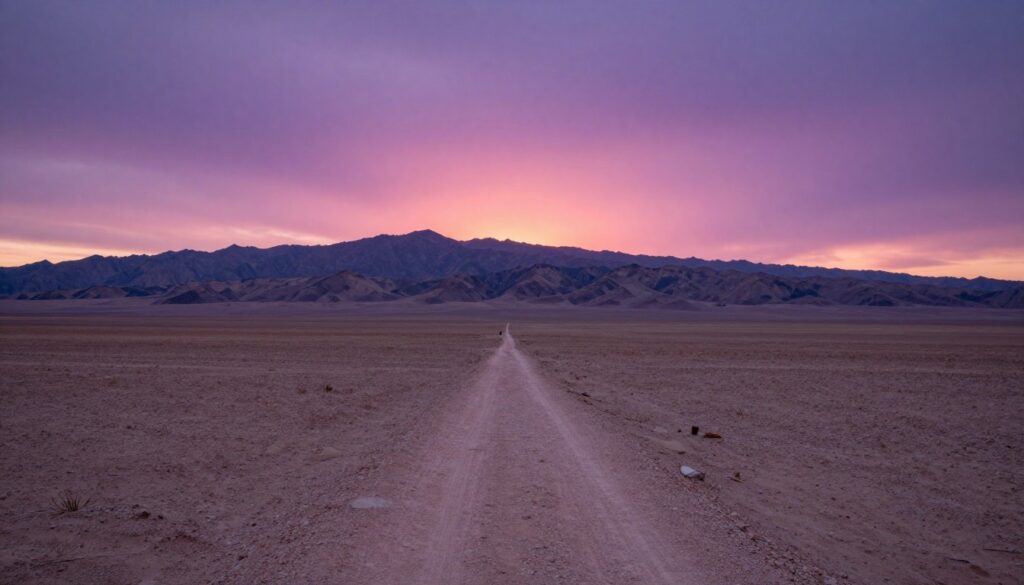 Desert landscape representing Lent journey with sunrise