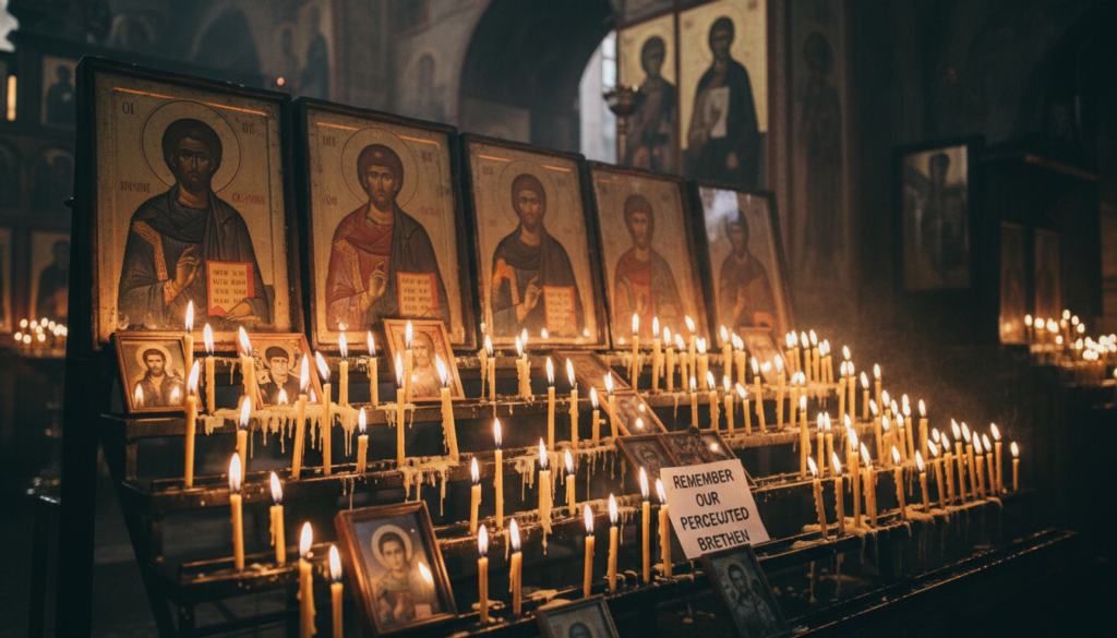 Candles lit in church as memorial to martyrs and persecuted Christians